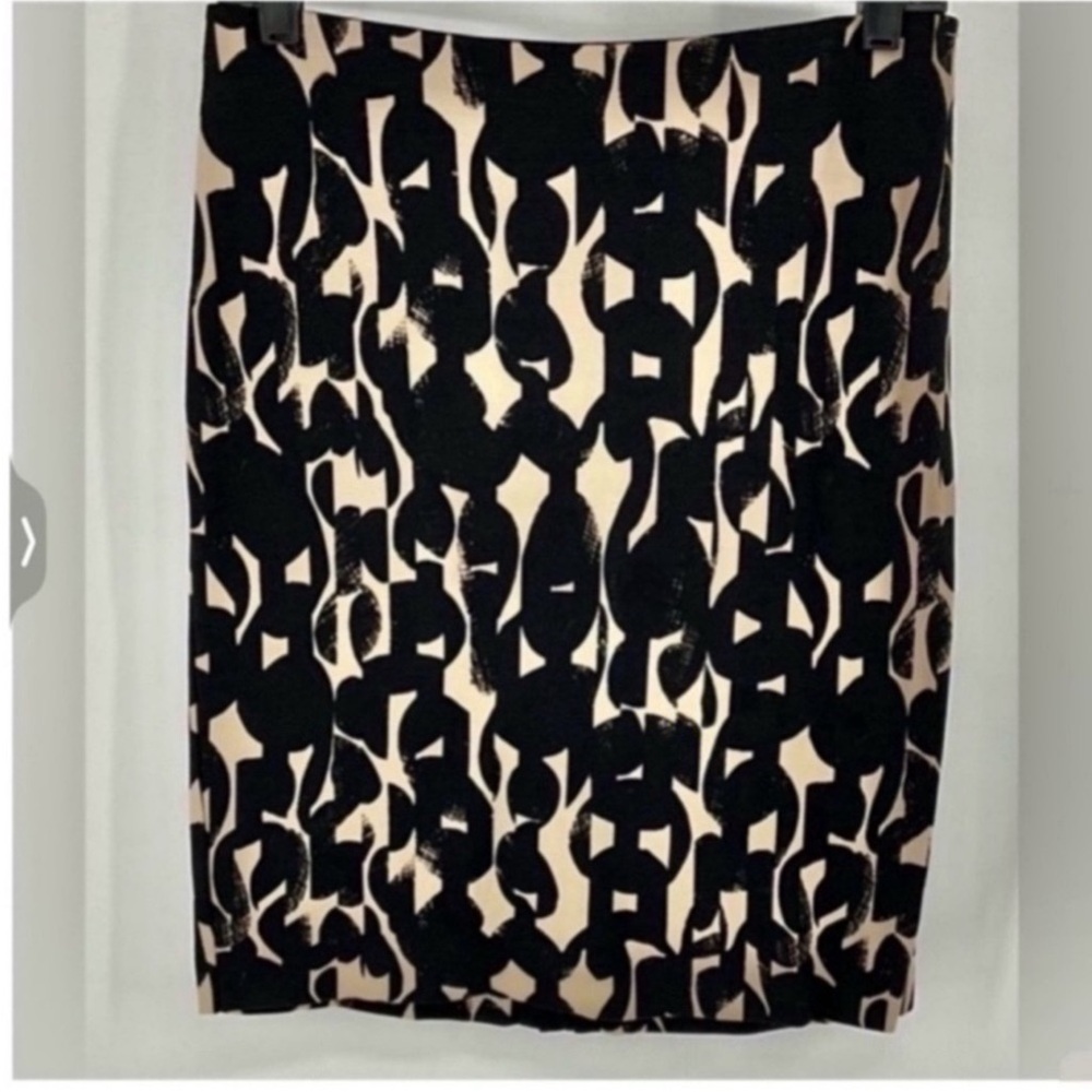 Ann Taylor Black Abstract Modern Zip Classic Pencil Skirt 6